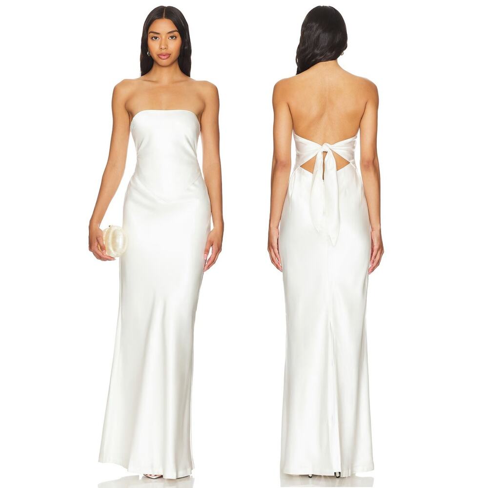 Retrofete Skye Maxi Dress Strapless Party Formal Prom Wedding Bridal Cocktail L